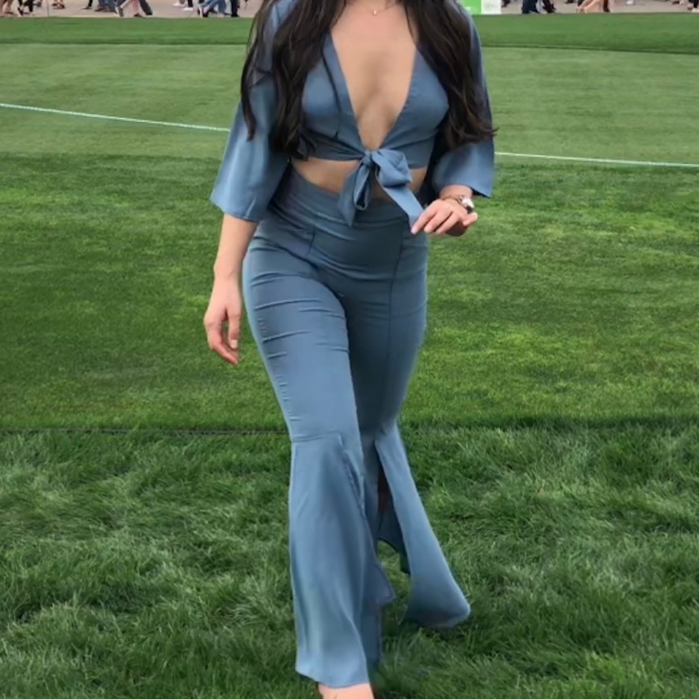 Powder blue pant and top set